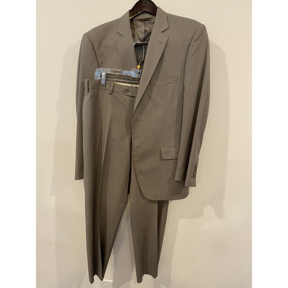 Pronto Uomo Zignone Italy 100% Wool Mens 2pc Suit Set Wool Pants 43R Gray 35x29